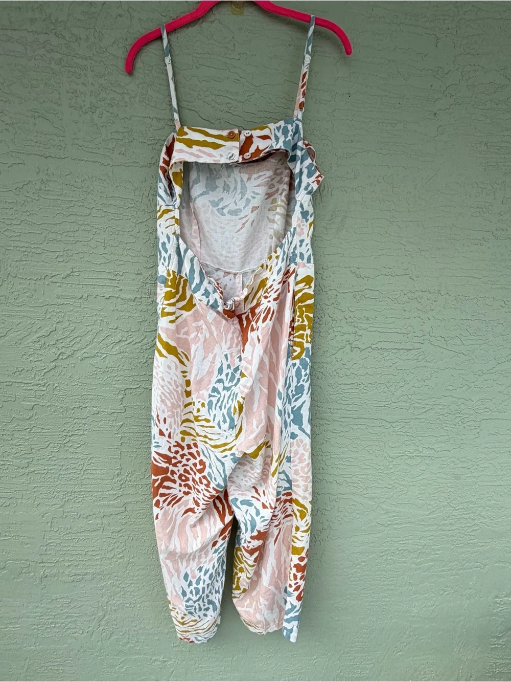 ASOS Multicolor Printed Jumpsuit in Pastel Pink, Teal & Mustard